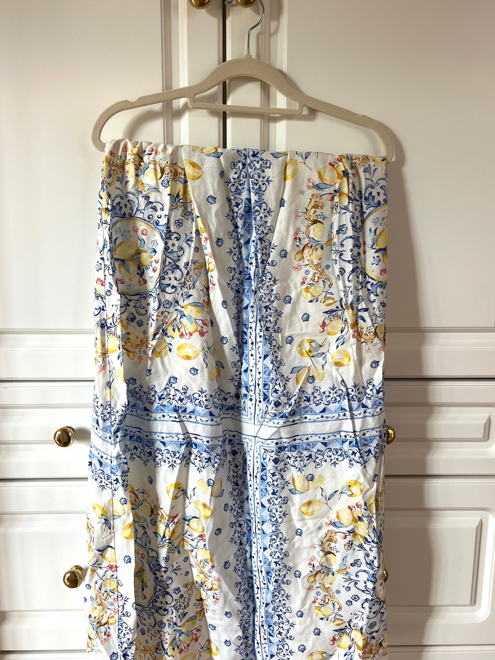 H&M Lemon Maxi Skirt with Blue and Yellow Floral Print